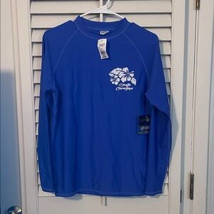 Blue Long Sleeve Shirt with Floral Graphic